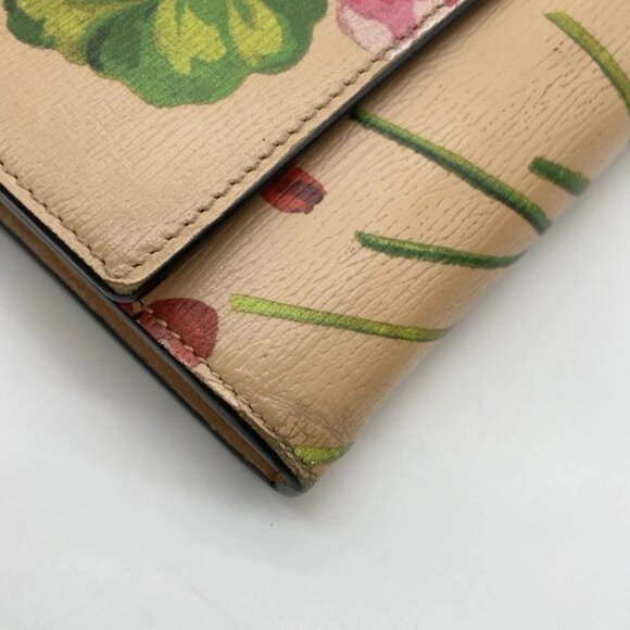GUCCI Women's Long Wallet Nice Flora Leather White Used - Picture 7 of 12
